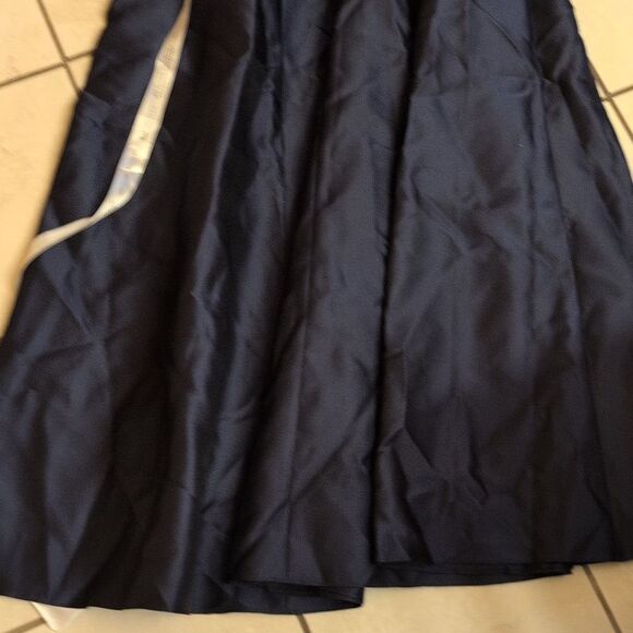 NWT Alfred Sung Maxi Dress Midnight Blue One Shoulder Gown Size 10 - Picture 5 of 14